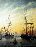 Caspar David Friedrich View of a Harbour . oil painting